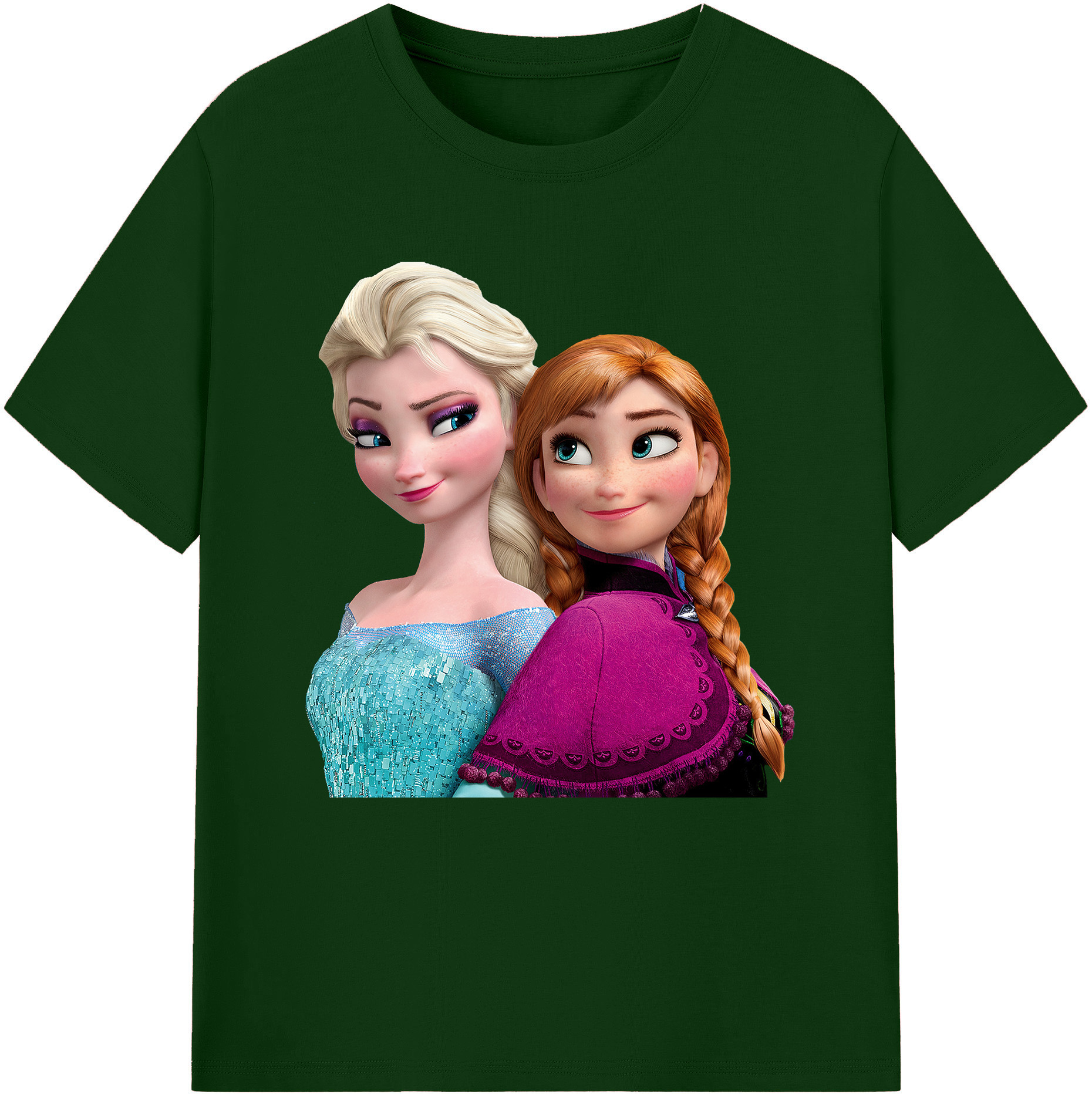 （画像用） アナと雪の女王 アンナ エルサ Frozen Anna Elsa 綿100％半袖Tシャツ（フロントプリント）